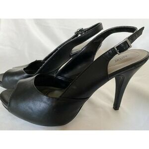 Black Slingback Heels 7.5 Peep Toe 4" Heels by APT. 9 NEW